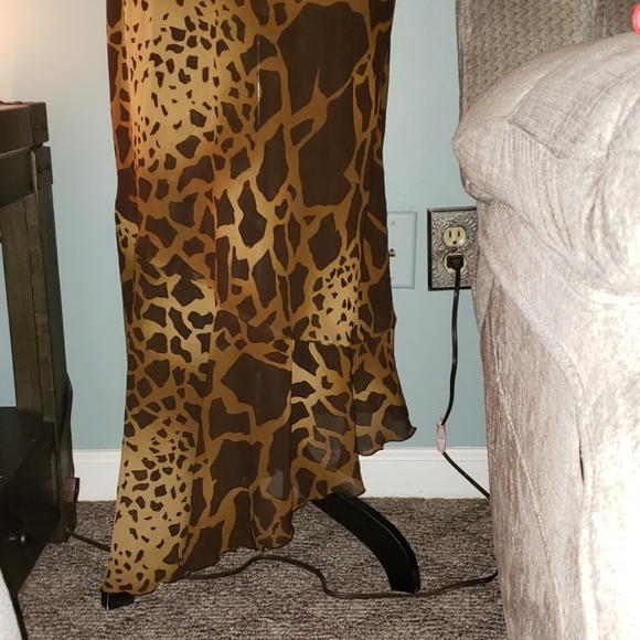 Plus Semi-sheer Giraffe Ruffle Assymetrical Gown - Picture 8 of 8